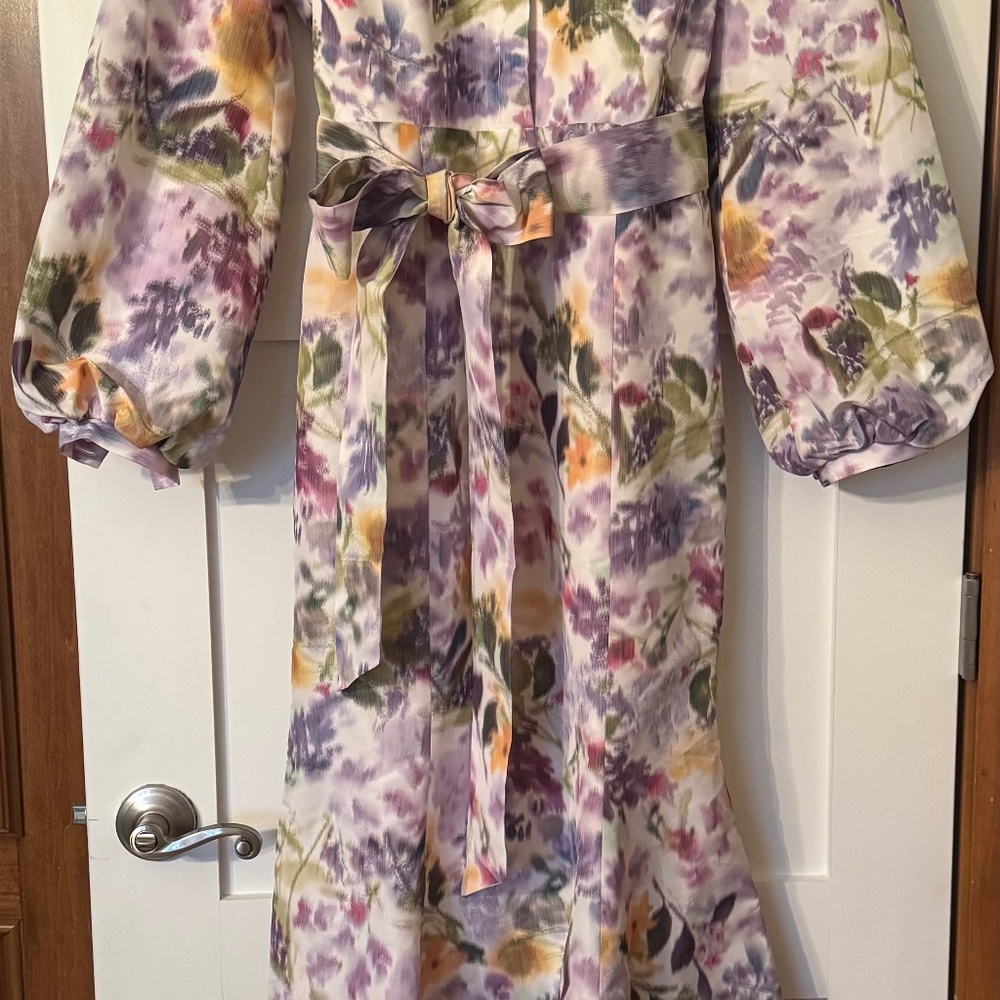 Badgley Mischka floral, mermaid cut, button down gown